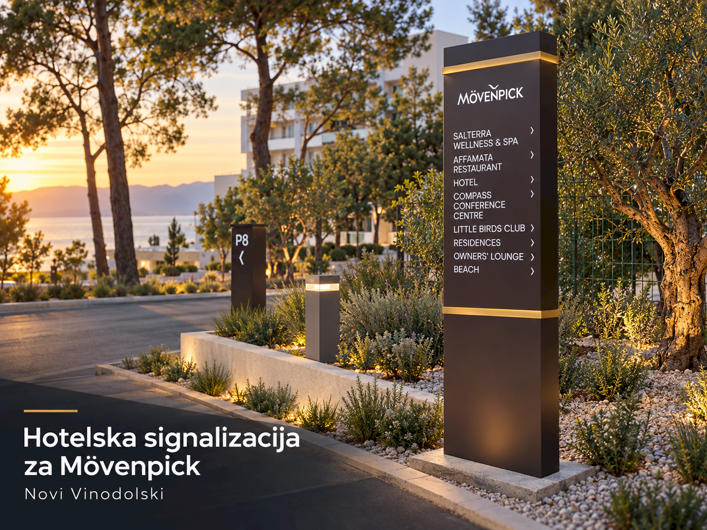Mövenpick Novi Vinodolski – hotelska signalizacija i svjetleći totemi